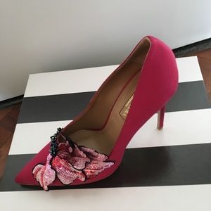 Poison Embellished Satin Pump in Strawberry-Pink